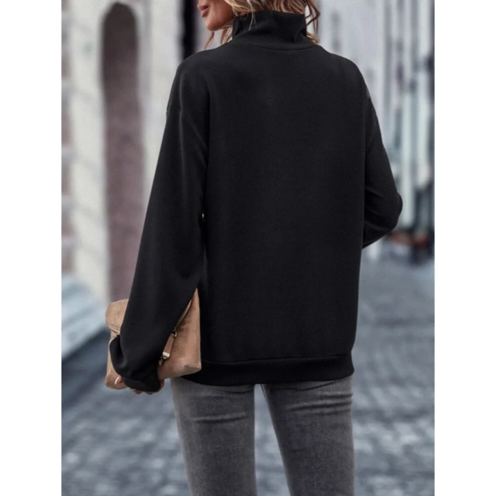 🐆 CASUAL BLACK LEOPARD LOOSE FIT HIGH NECK JUMPER! - Picture 2 of 10